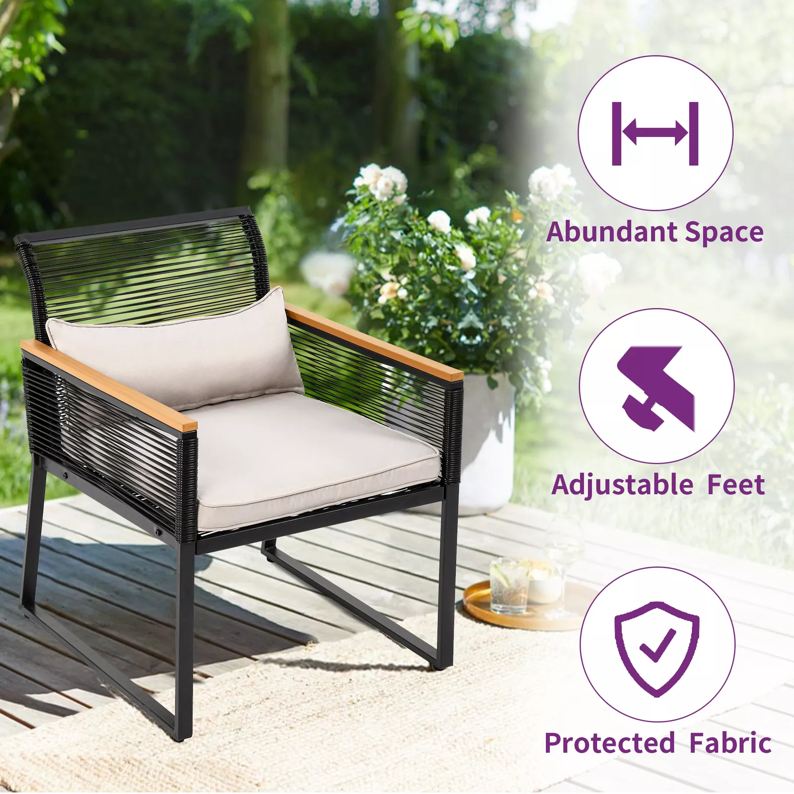 Aiza 4 Pieces Outdoor Patio Furniture Set - Image 3