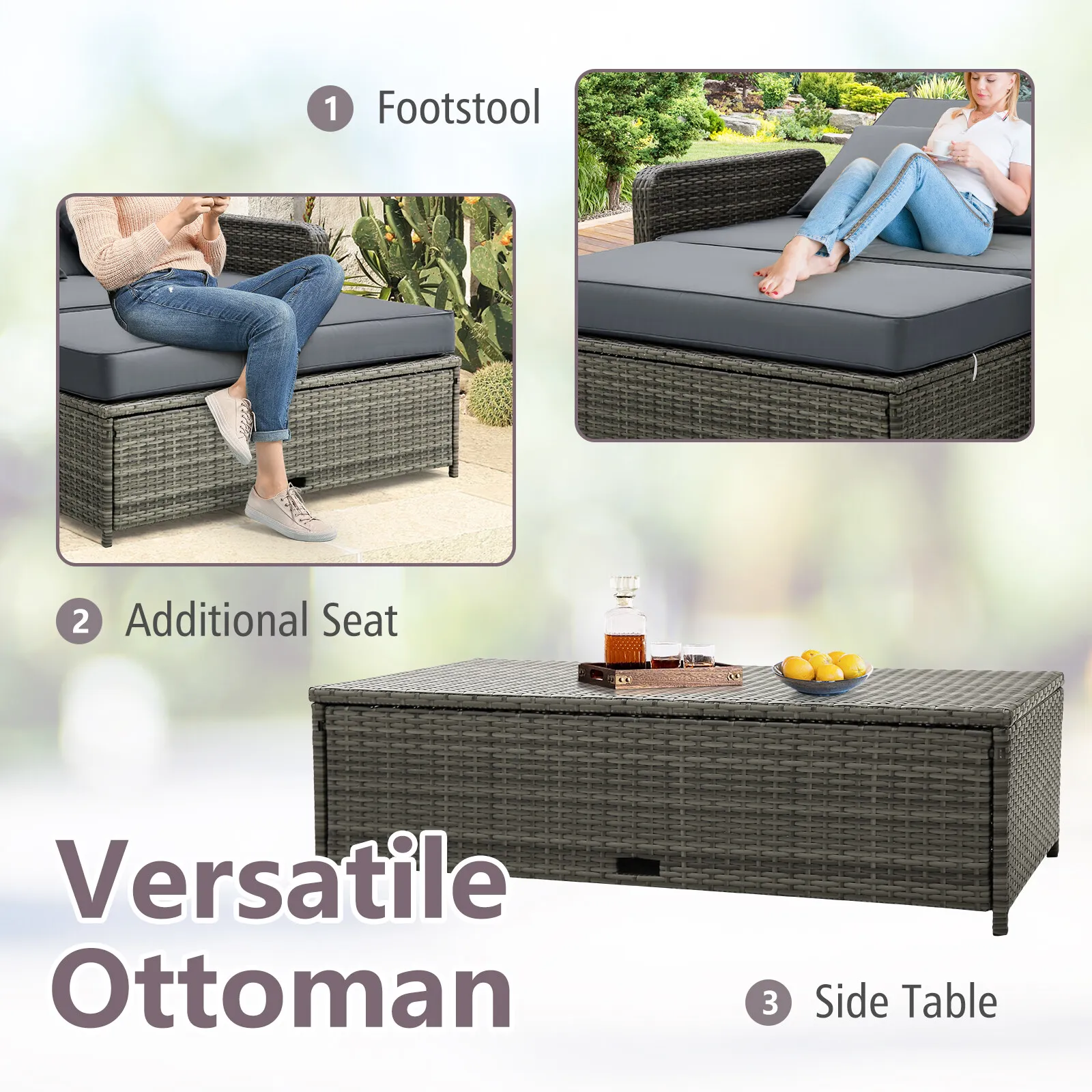 Archer Outdoor Patio Rattan Daybed - Image 6