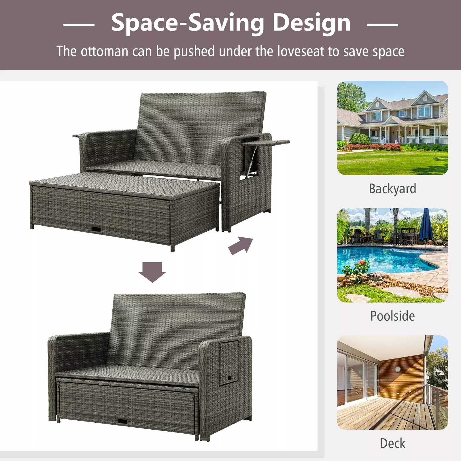 Archer Outdoor Patio Rattan Daybed - Image 9