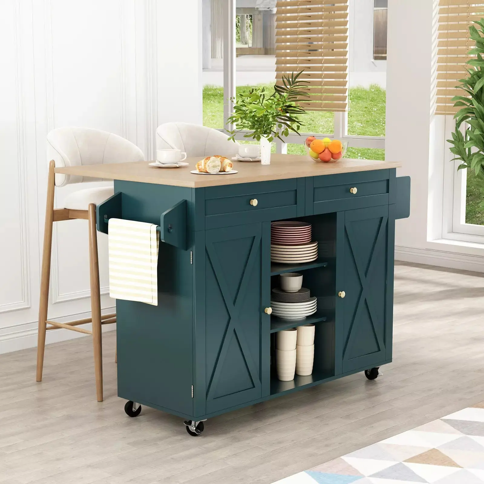 Cole Rolling Drop Leaf Kitchen Island Cart - Image 3