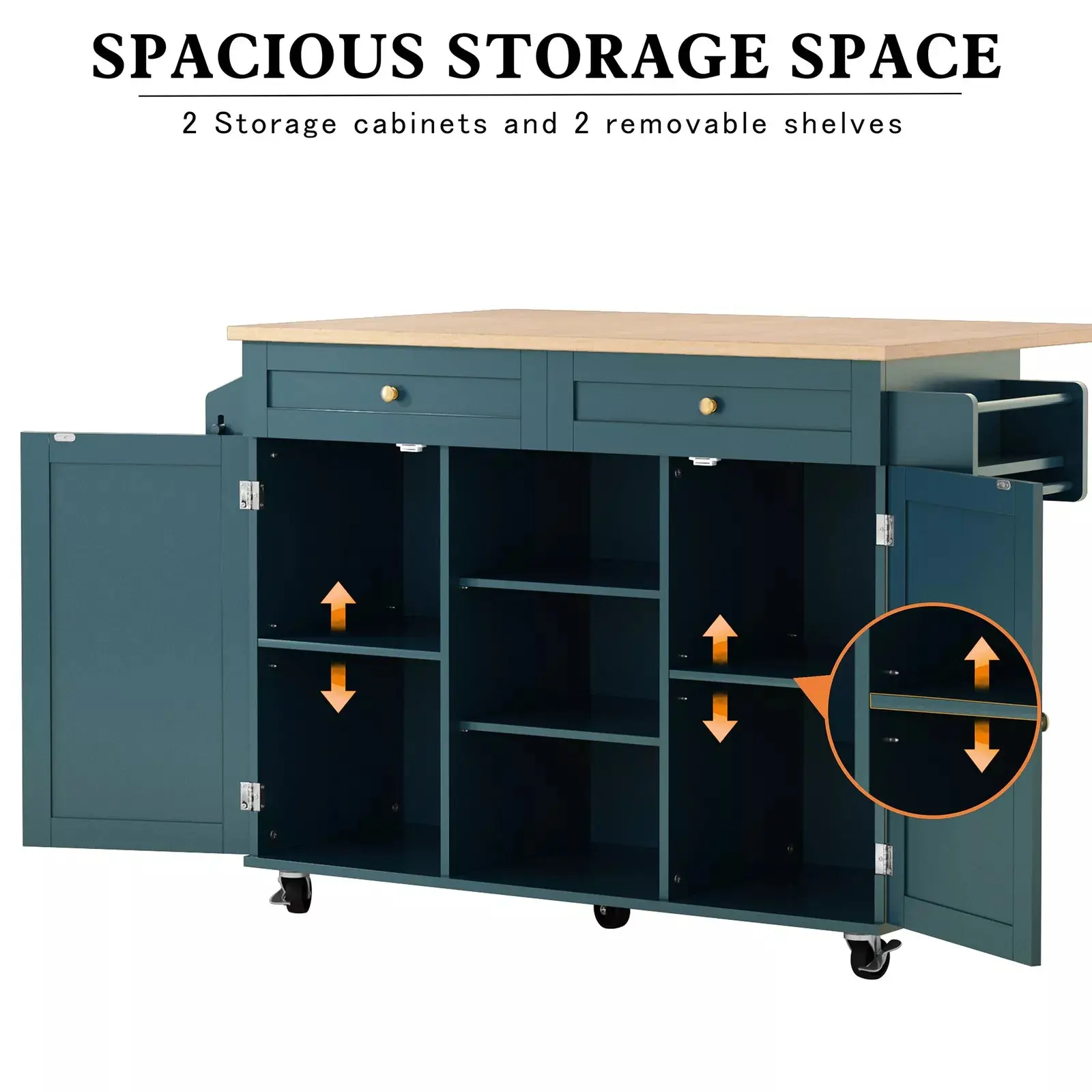 Cole Rolling Drop Leaf Kitchen Island Cart - Image 4