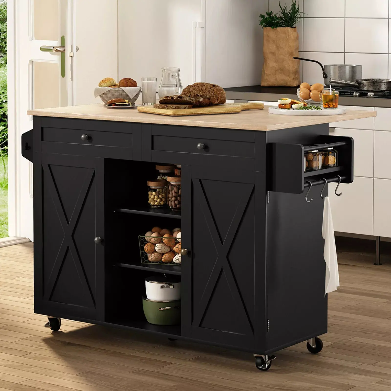 Cole Rolling Drop Leaf Kitchen Island Cart - Image 6