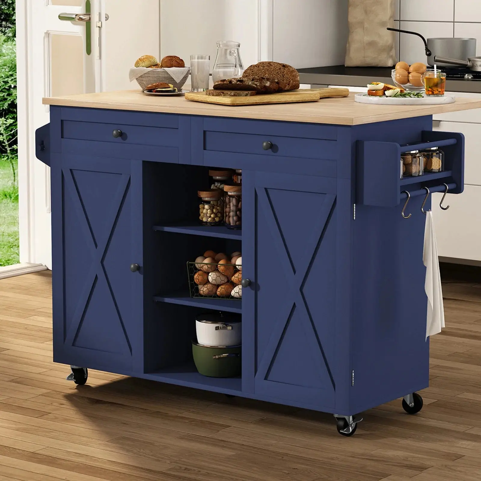 Cole Rolling Drop Leaf Kitchen Island Cart - Image 8