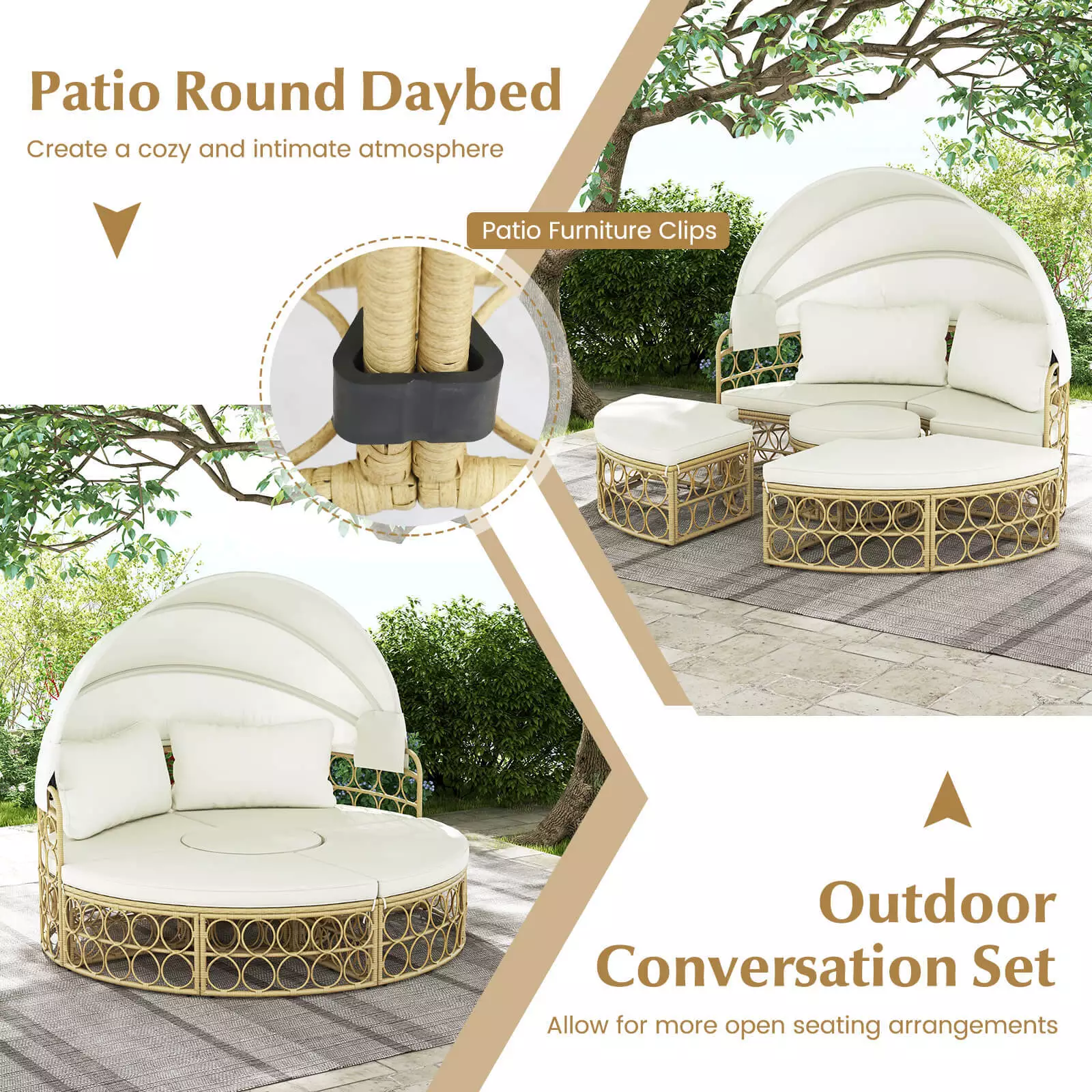 Damon Outdoor Patio Rattan Daybed With Canopy - Image 4