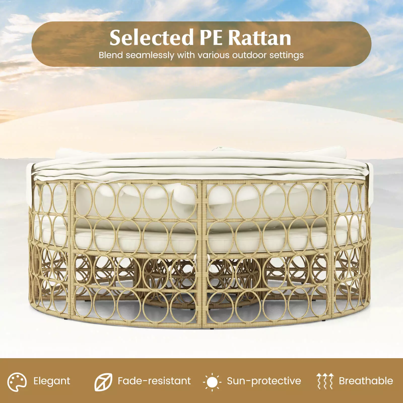 Damon Outdoor Patio Rattan Daybed With Canopy - Image 5