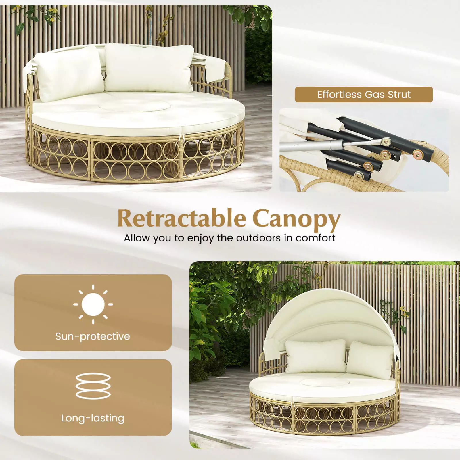 Damon Outdoor Patio Rattan Daybed With Canopy - Image 6
