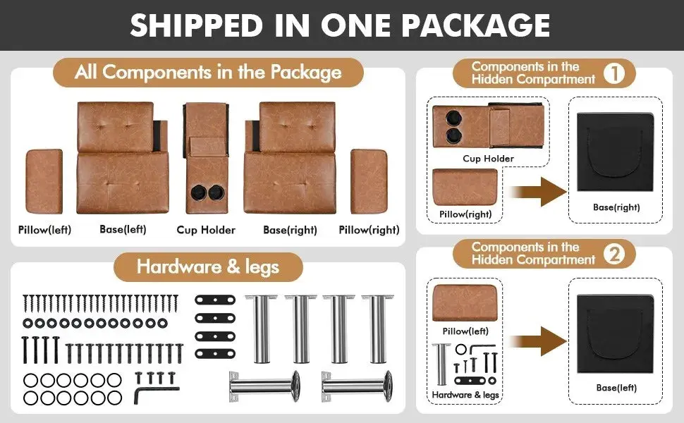 Faux Leather Futon Sofa Bed - Image 7