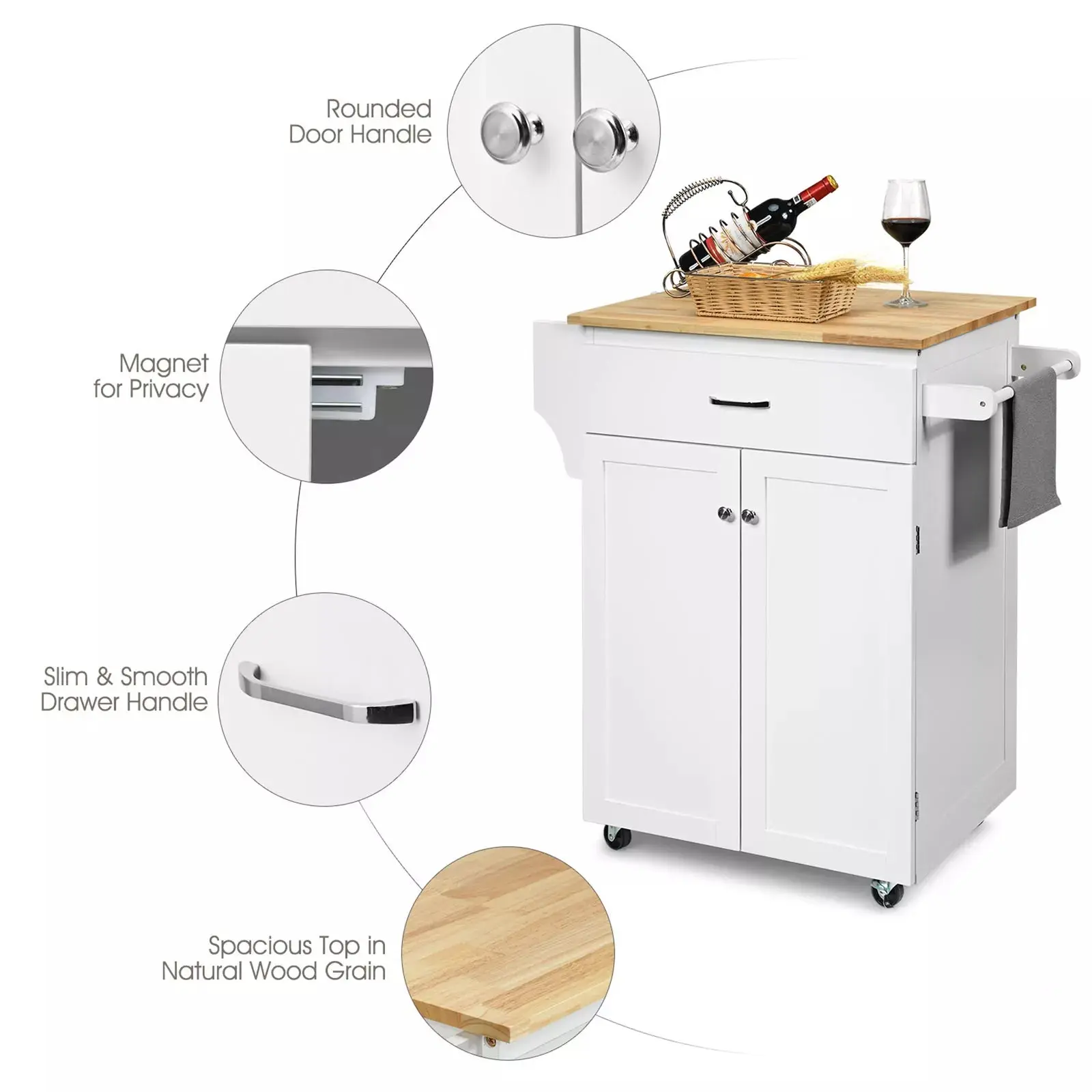 Hurst Small Rolling Kitchen Island - Image 4