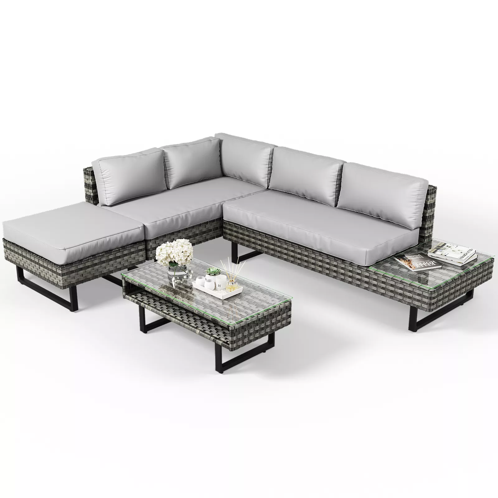Jonty Outdoor Patio L Shape Sectional Couch Set - Image 3