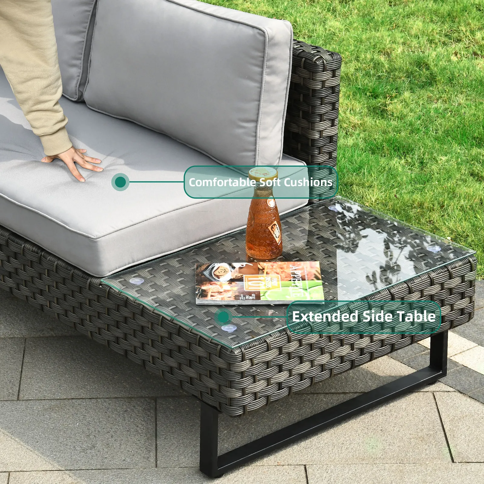 Jonty Outdoor Patio L Shape Sectional Couch Set - Image 5