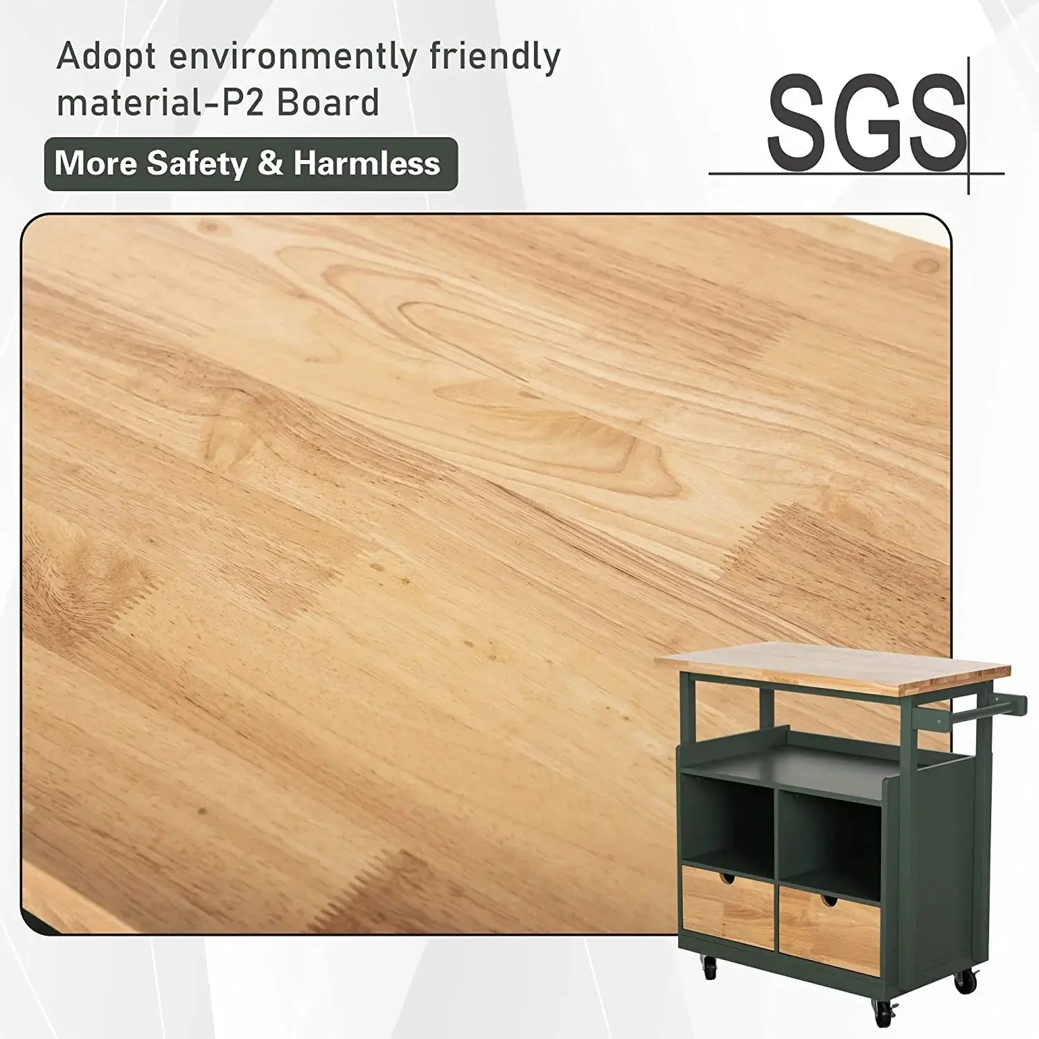 Kiera Rolling Kitchen Island Cart - Image 5