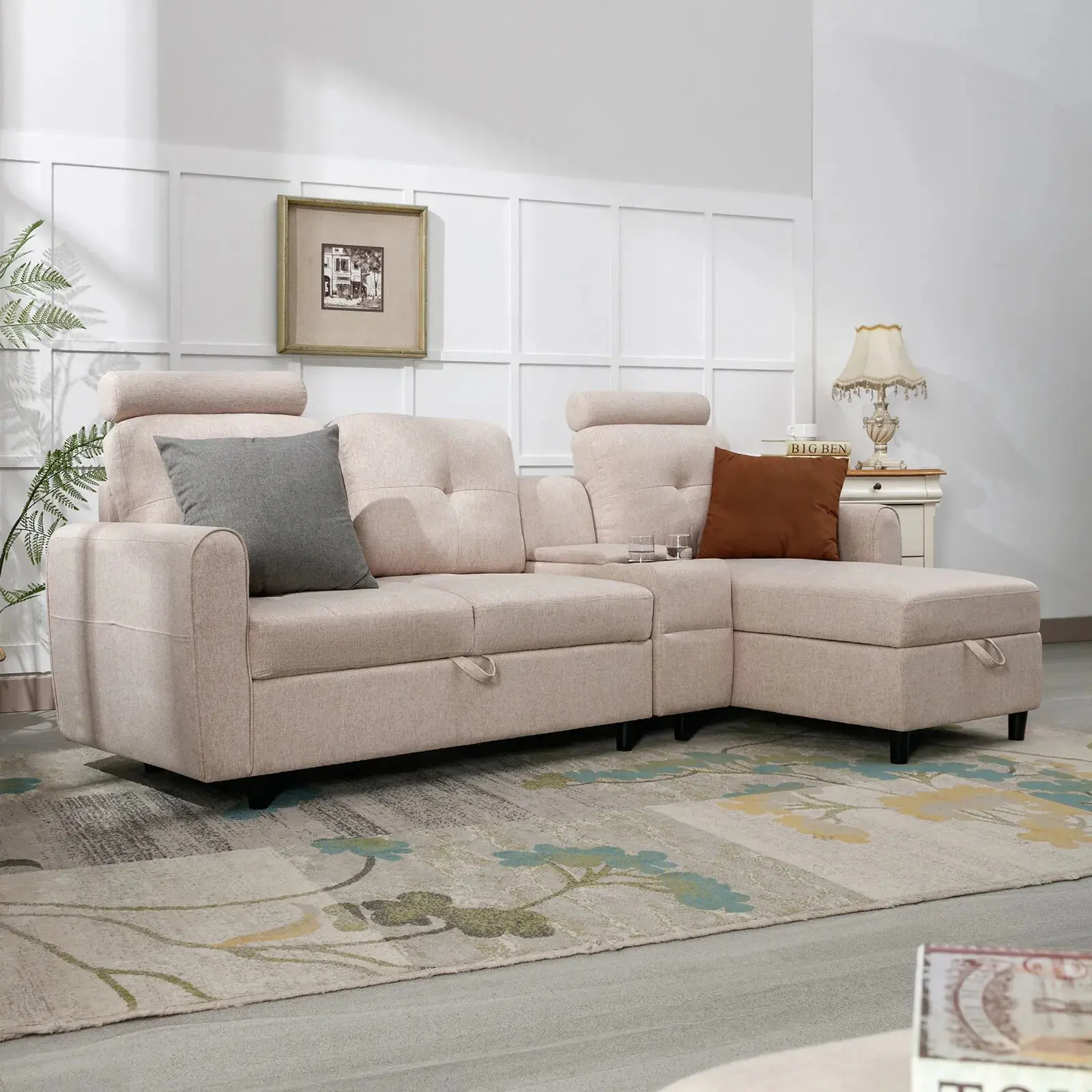 L Shaped Sectional Couch With Storage - Image 3