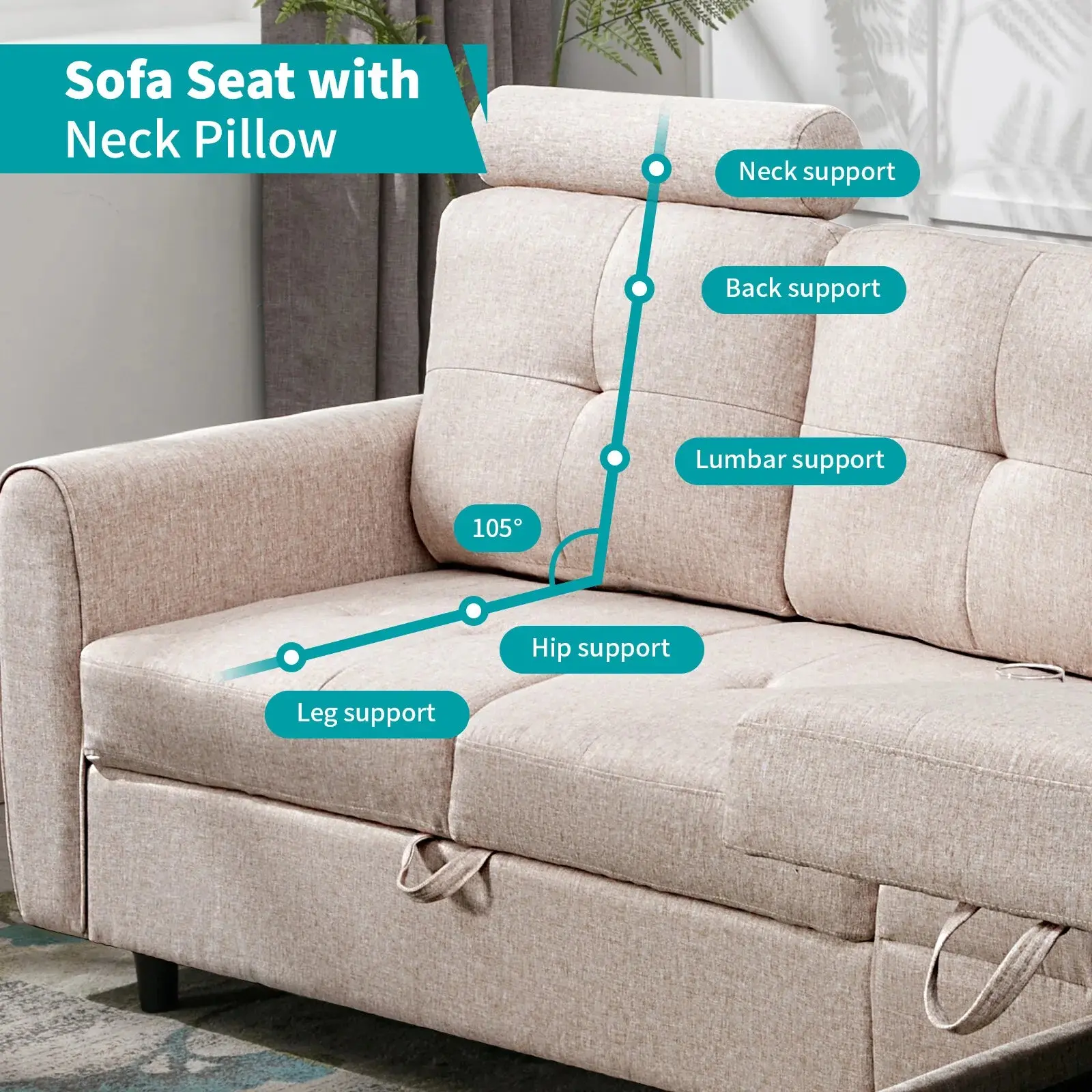 L Shaped Sectional Couch With Storage - Image 6