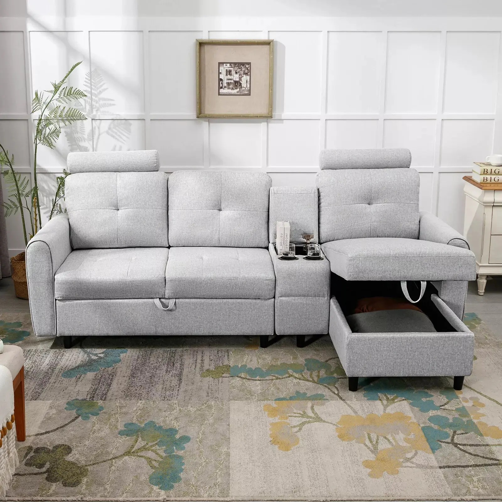 L Shaped Sectional Couch With Storage - Image 9