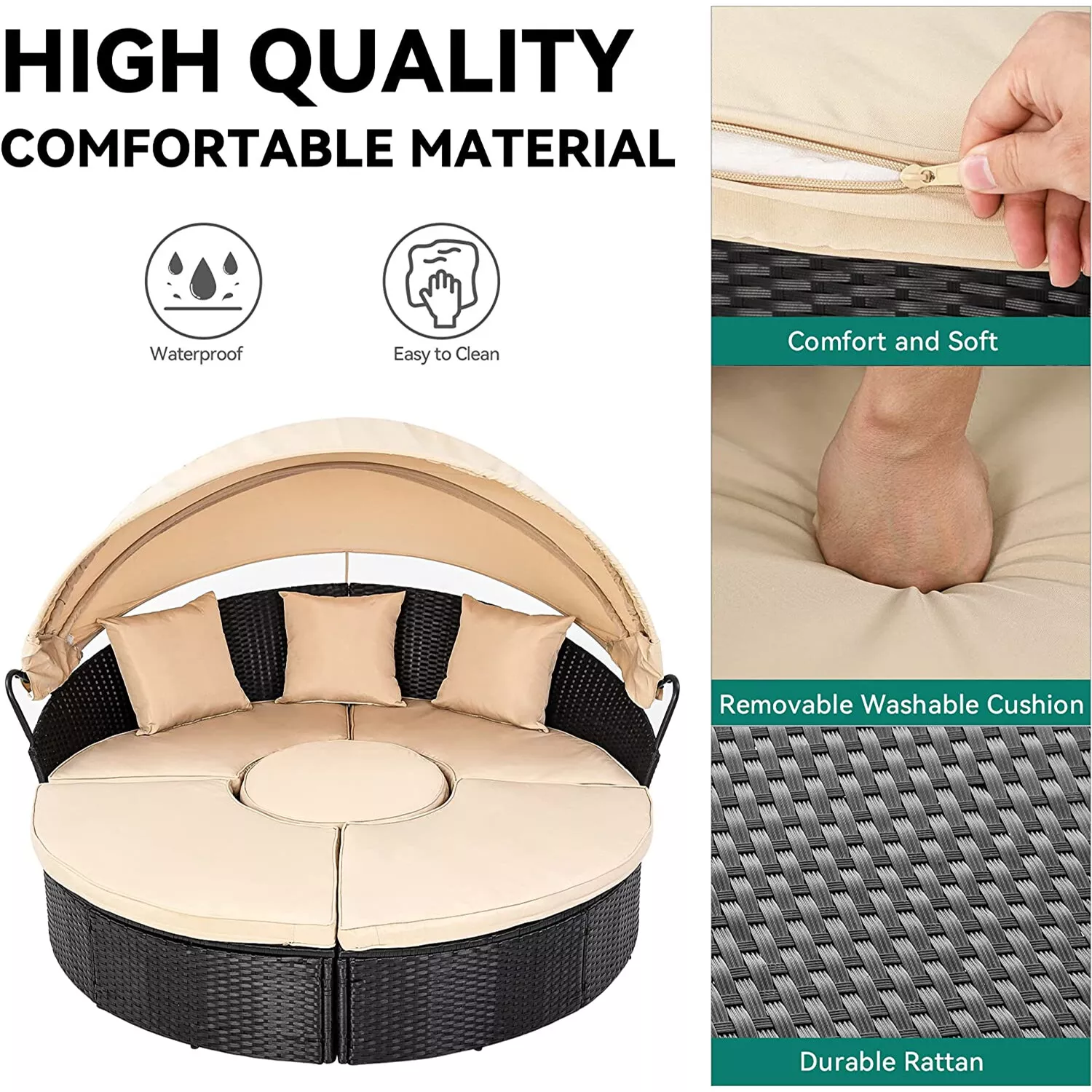 Lula Outdoor Patio Rattan Daybed With Canopy - Image 4