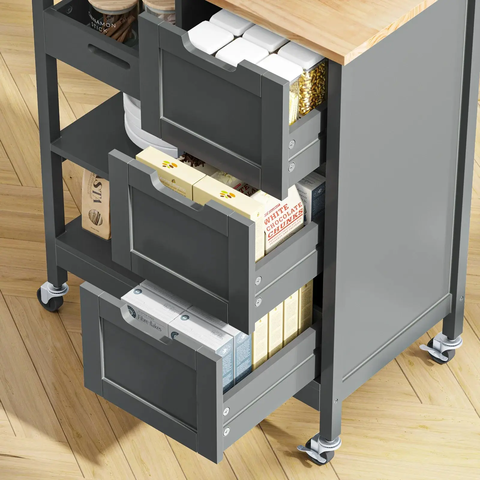 Mae Small Rolling Kitchen Island - Image 3