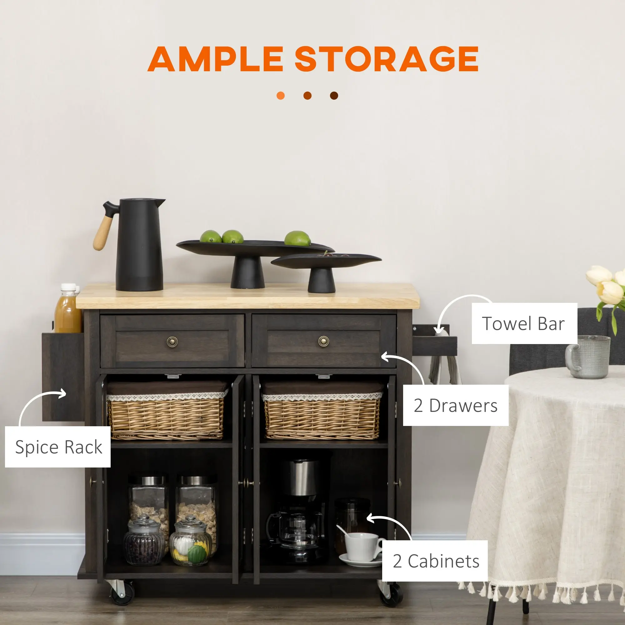 Mark Rolling Kitchen Island Cart - Image 5