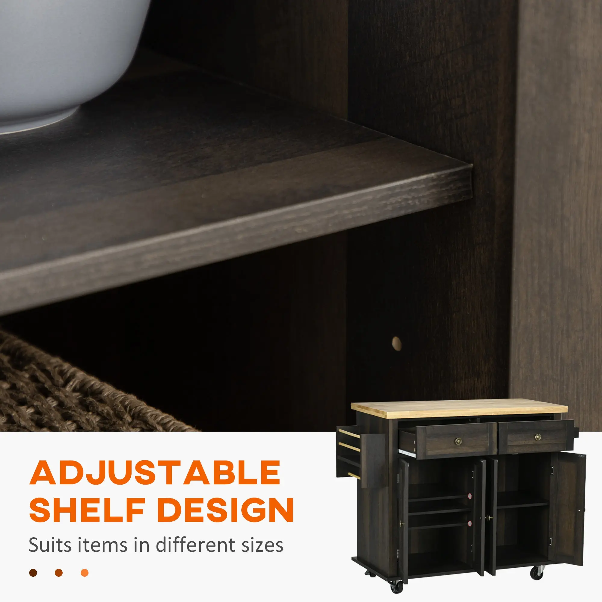 Mark Rolling Kitchen Island Cart - Image 8