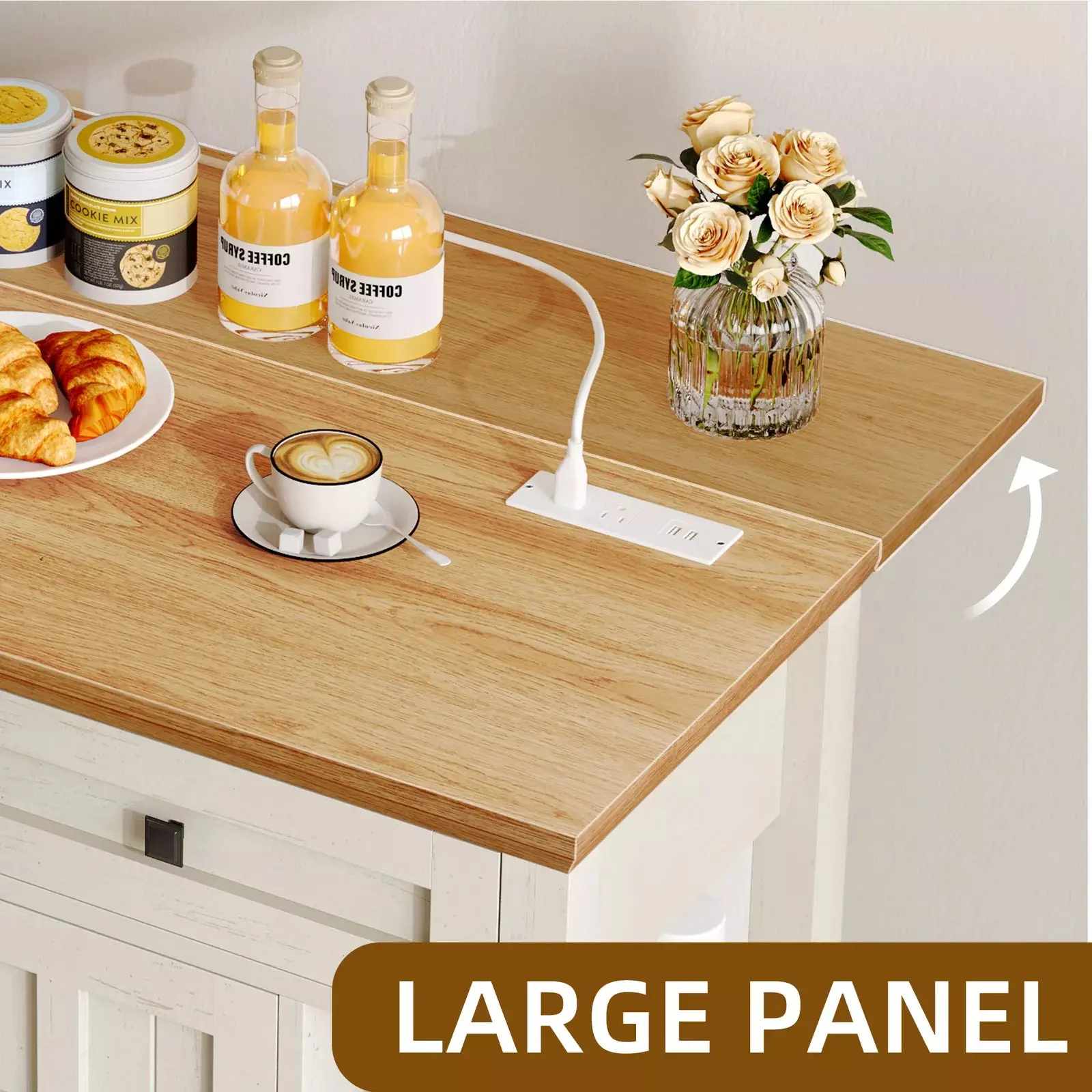 Max Rolling Drop Leaf Kitchen Island Cart - Image 6