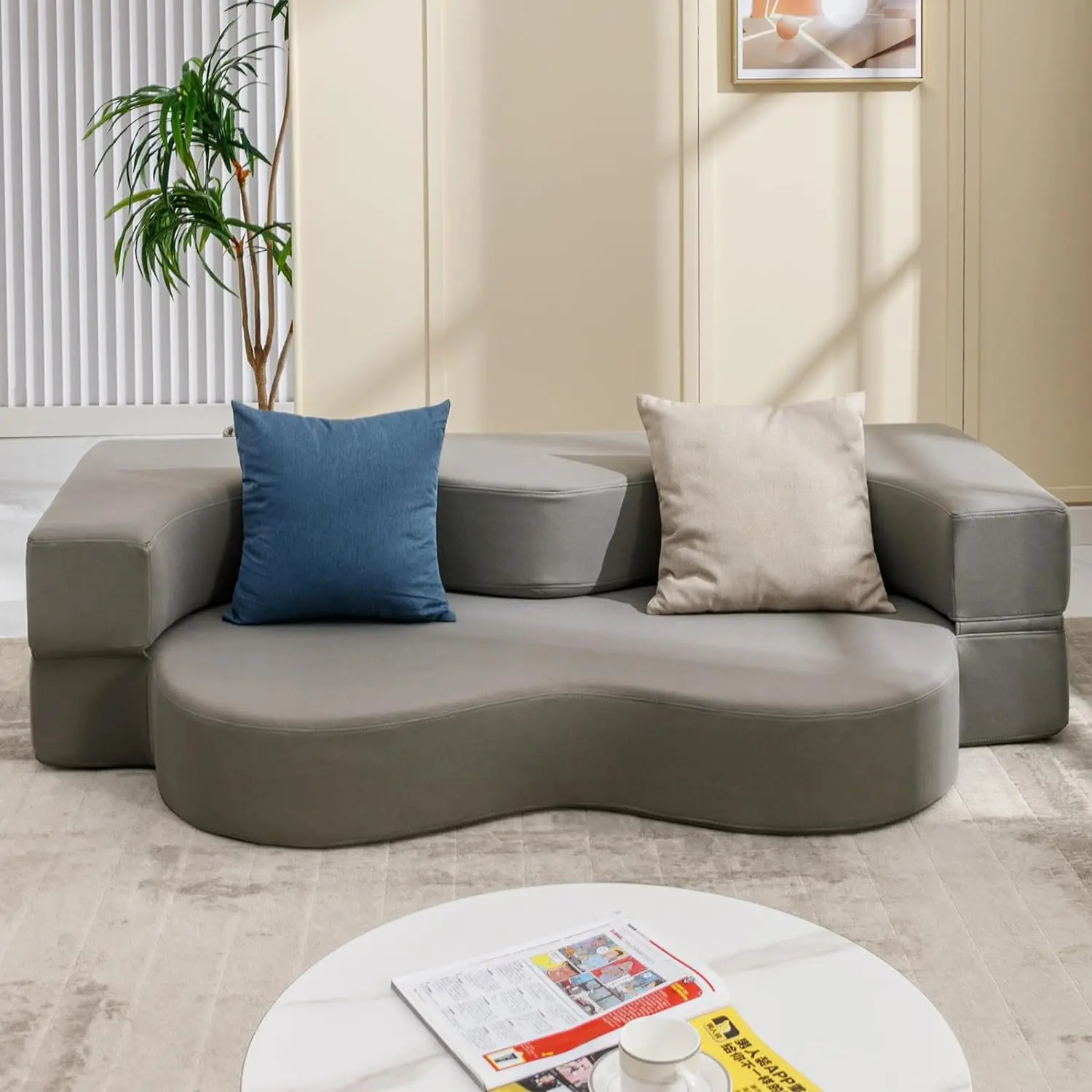 Modern Curve Queen Convertible Futon Sofa Bed - Image 5