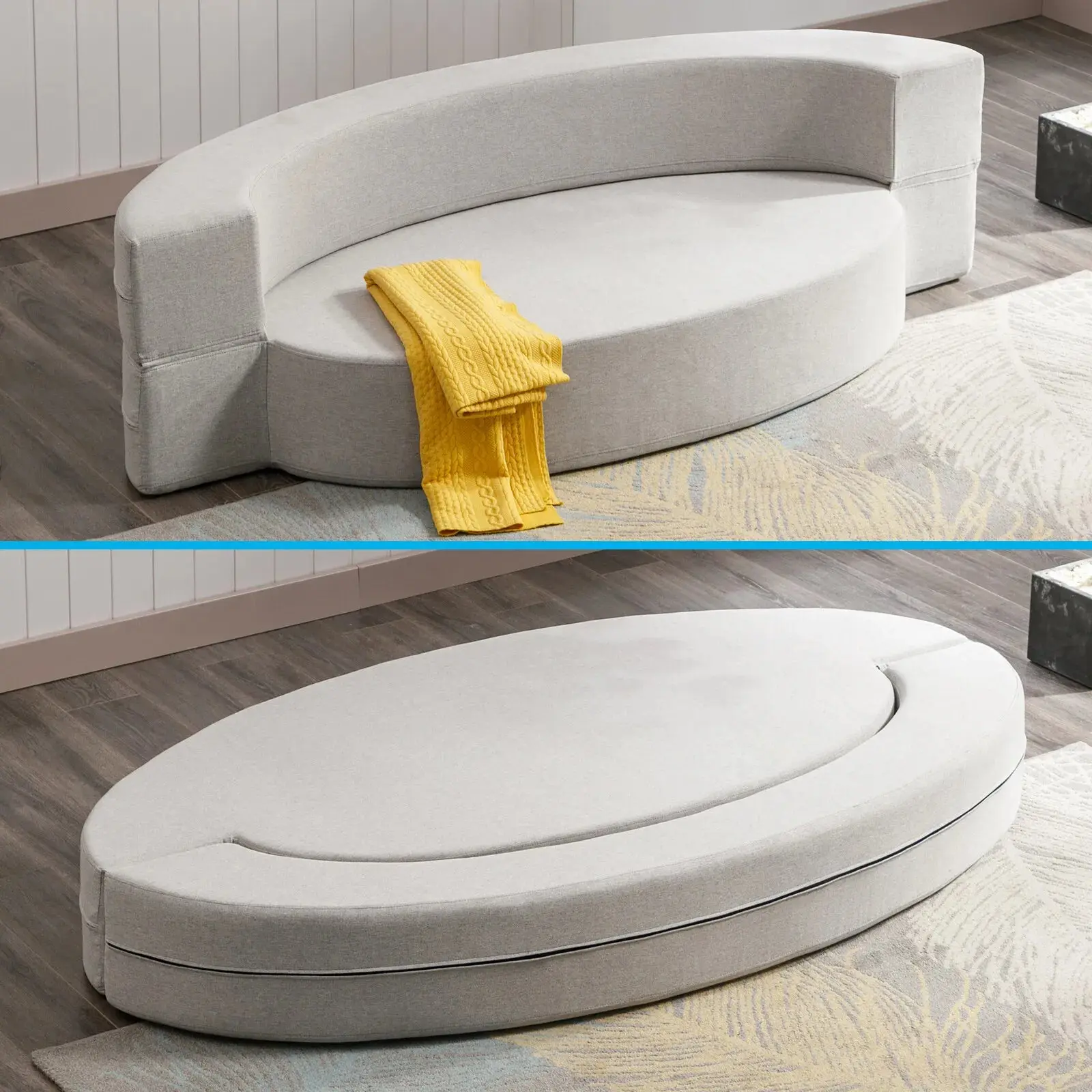 Modern Oval Convertible Futon Sofa Bed - Image 3