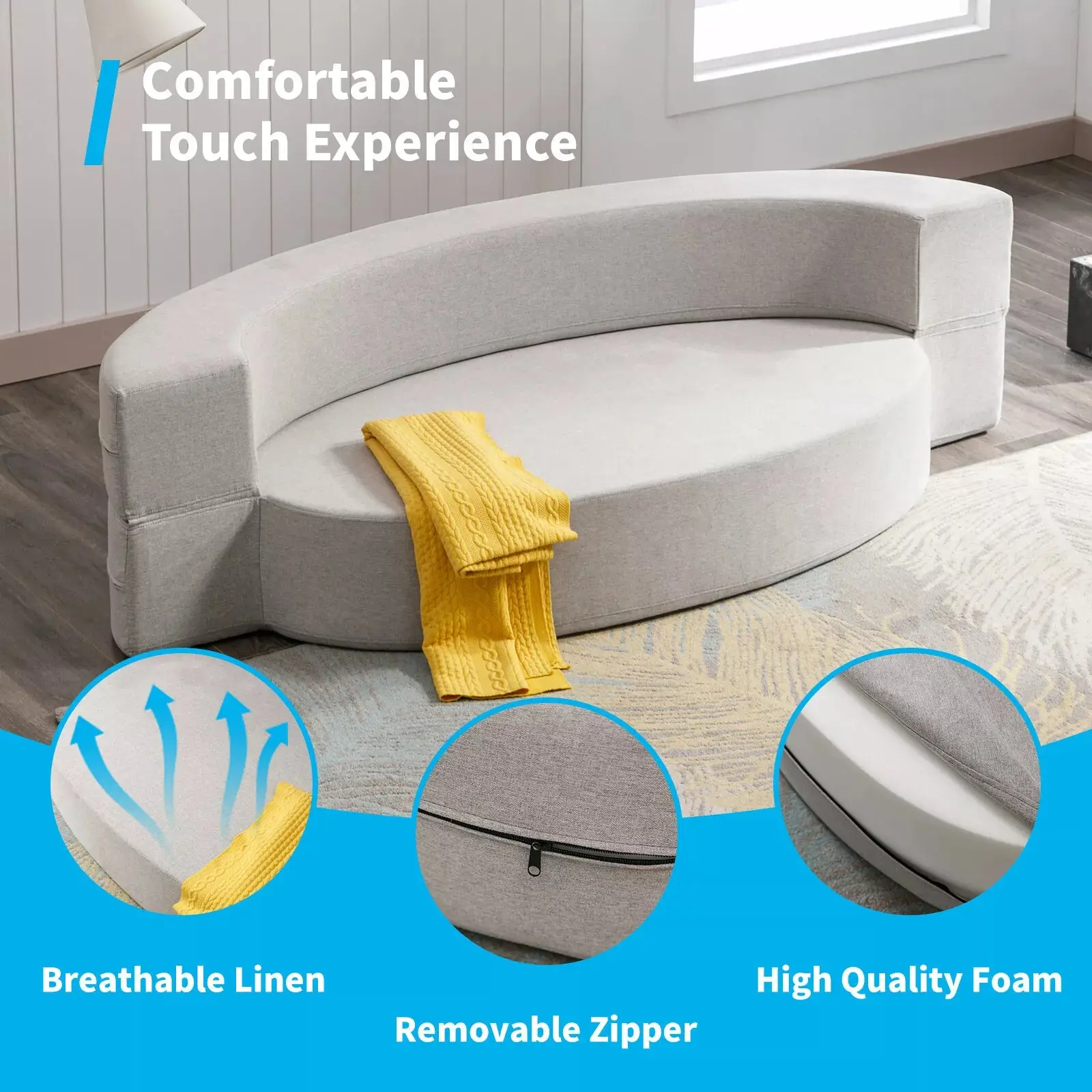 Modern Oval Convertible Futon Sofa Bed - Image 5