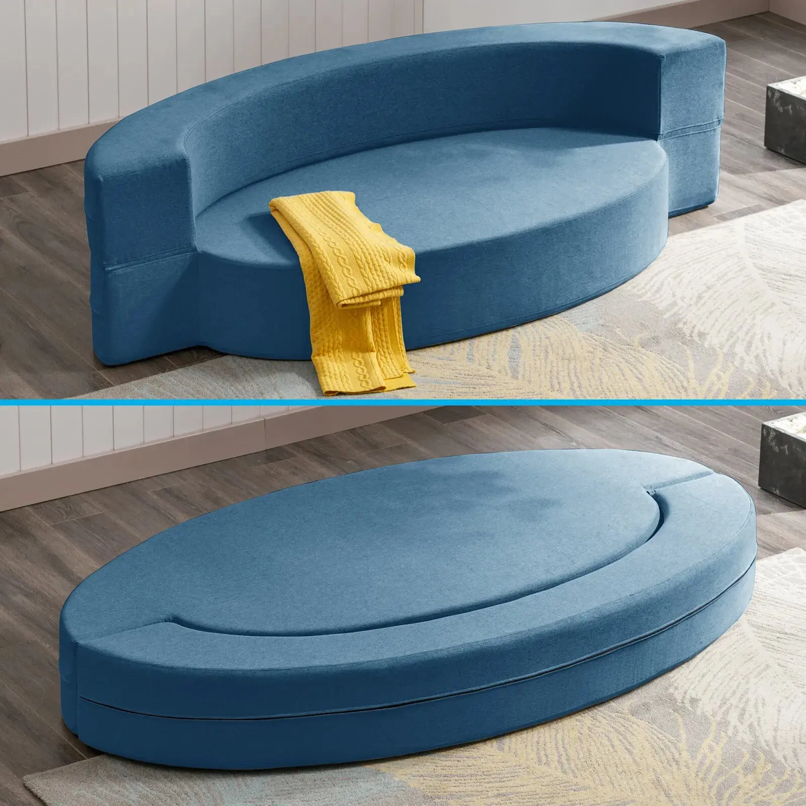 Modern Oval Convertible Futon Sofa Bed - Image 8
