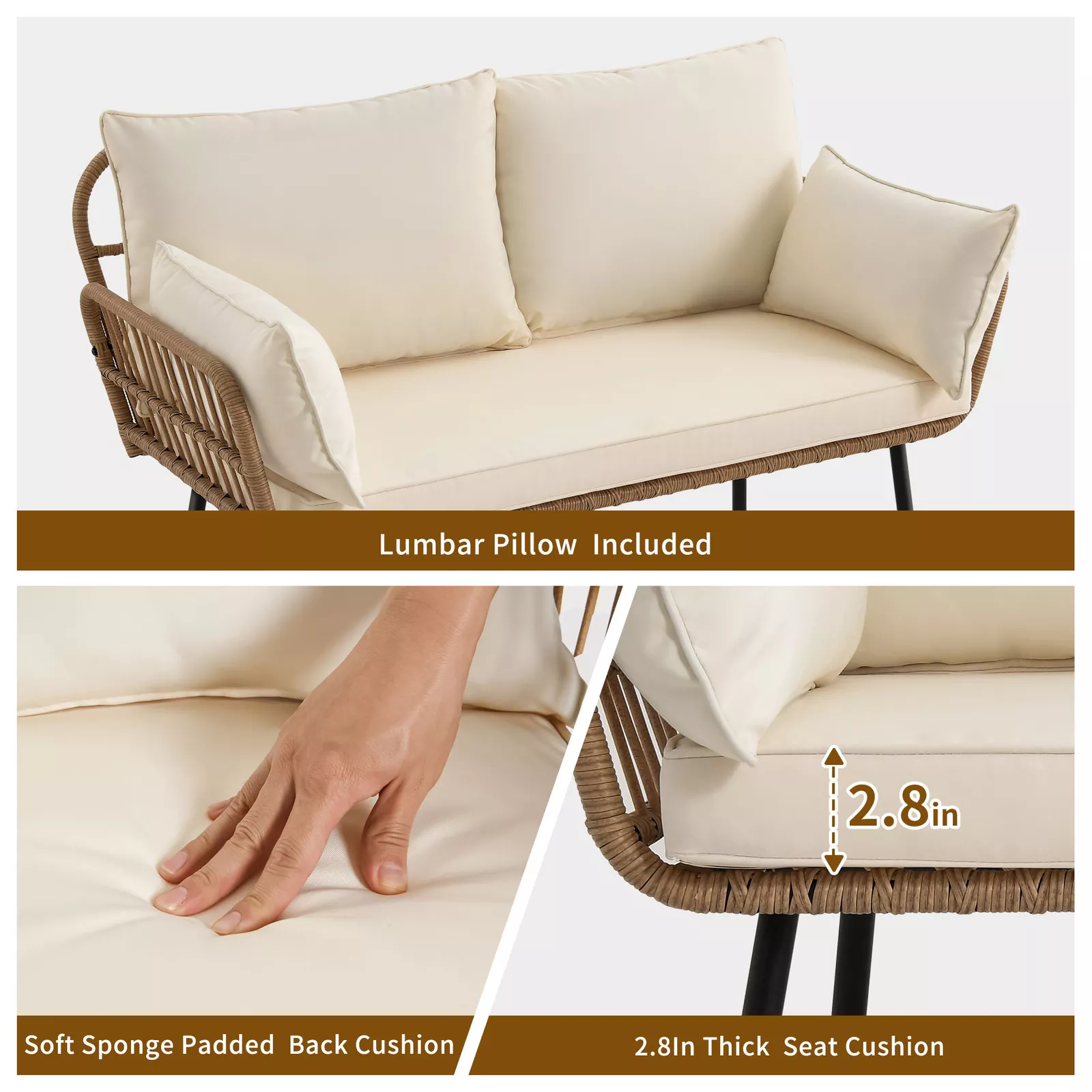 Morse Outdoor Patio L Shape Sectional Couch Set - Image 5