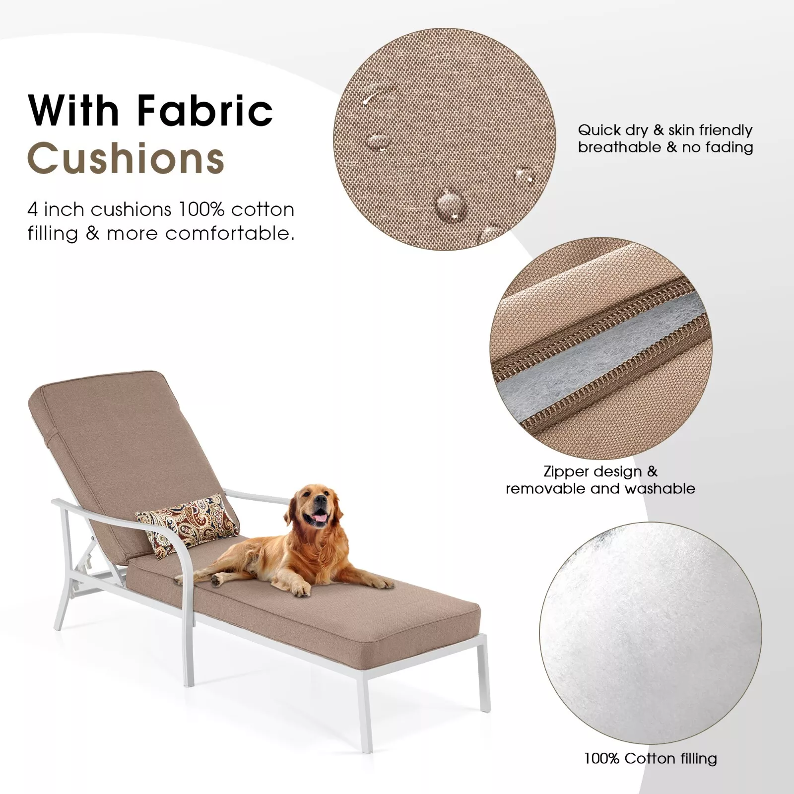 Outdoor Cushioned Pool Chaise Lounger - Image 4