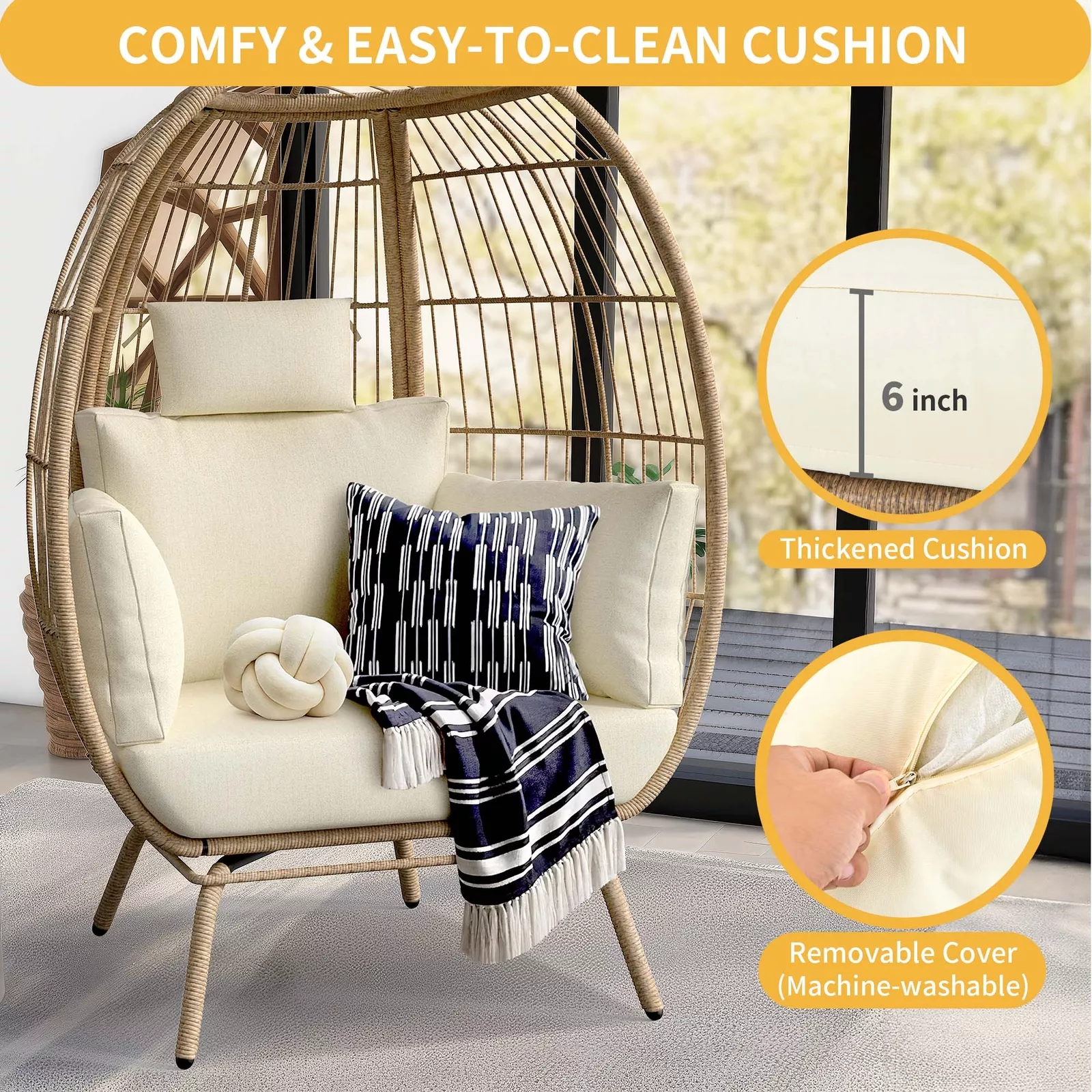 Reeves Outdoor Patio Egg Chair - Image 3