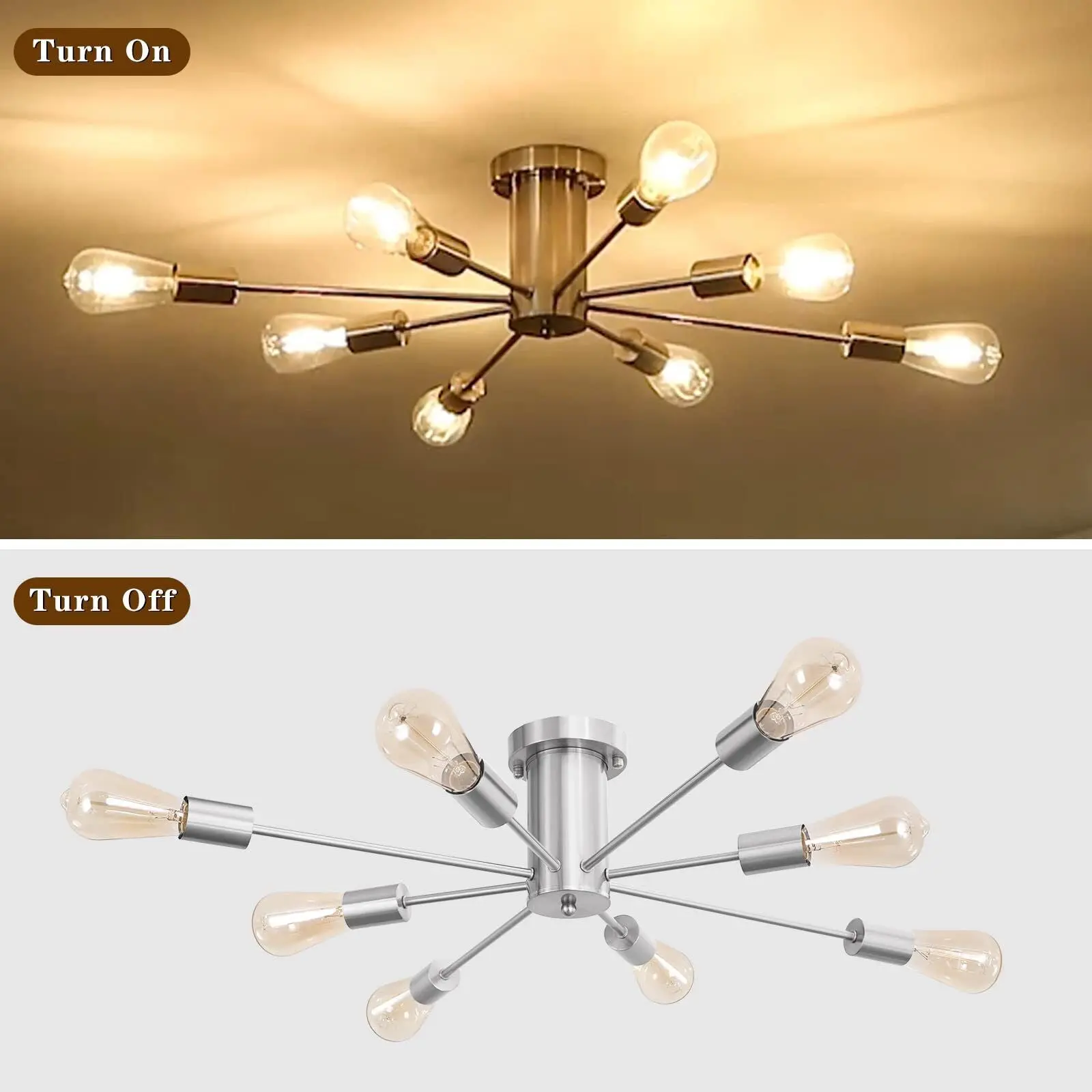Silver 8 Bulbs Sputnik Dining Room Chandelier - Image 4
