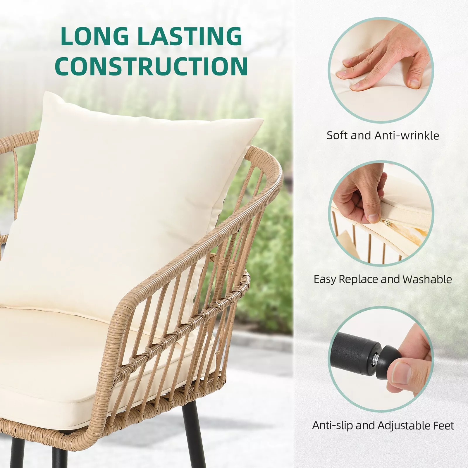 Terry 4 Pieces Outdoor Patio Furniture Set - Image 3